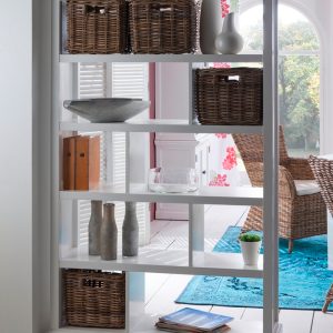 Halifax Hamptons Open Bookcase or Room Divider with Basket Set