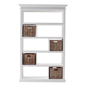 Halifax Hamptons Open Bookcase or Room Divider with Basket Set